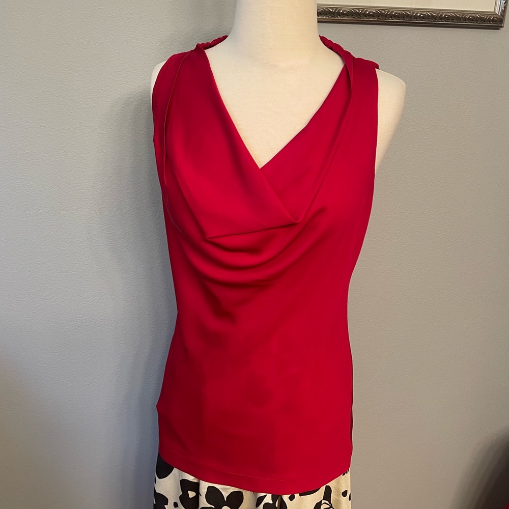 Robert Rodriquez Red Sleeveless Silk Top